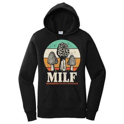 Morel Mushroom Hunting M.I.L.F. Mushrooms Id Like To Forage Women's Pullover Hoodie