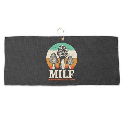 Morel Mushroom Hunting M.I.L.F. Mushrooms Id Like To Forage Large Microfiber Waffle Golf Towel