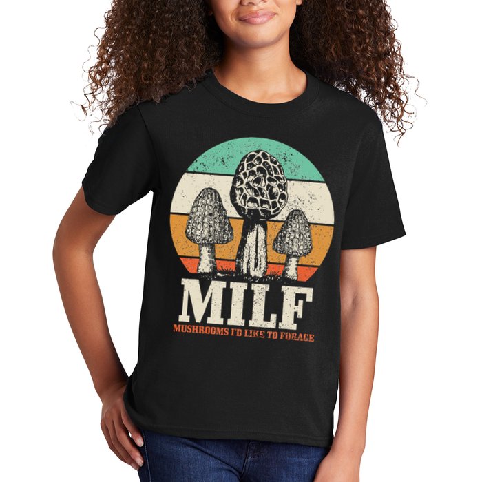 Morel Mushroom Hunting M.I.L.F. Mushrooms Id Like To Forage Kids T-Shirt
