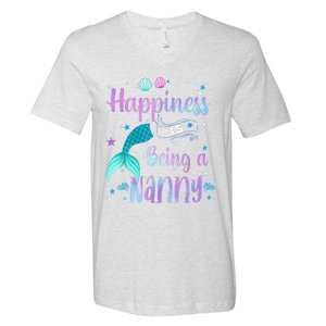 Mermaid Mom Happiness Is Being A Nanny V-Neck T-Shirt