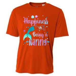 Mermaid Mom Happiness Is Being A Nanny Cooling Performance Crew T-Shirt