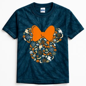 Minnie Mouse Halloween Ghosts Pumpkins Spiders Kids Tie-Dye T-Shirt