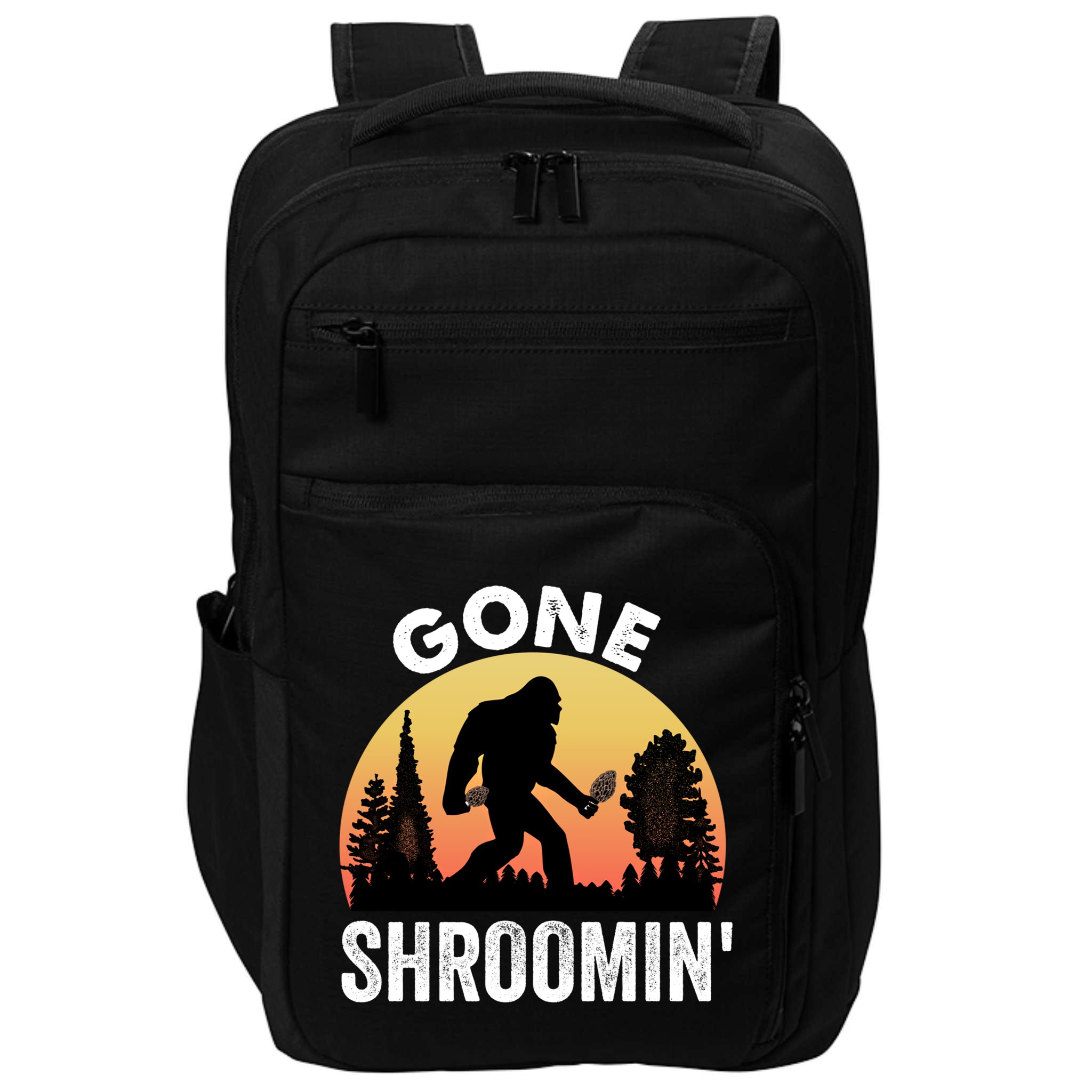 Morel Mushroom Hunter Gone Shroomin Funny Sasquatch Foraging Gift Impact Tech Backpack