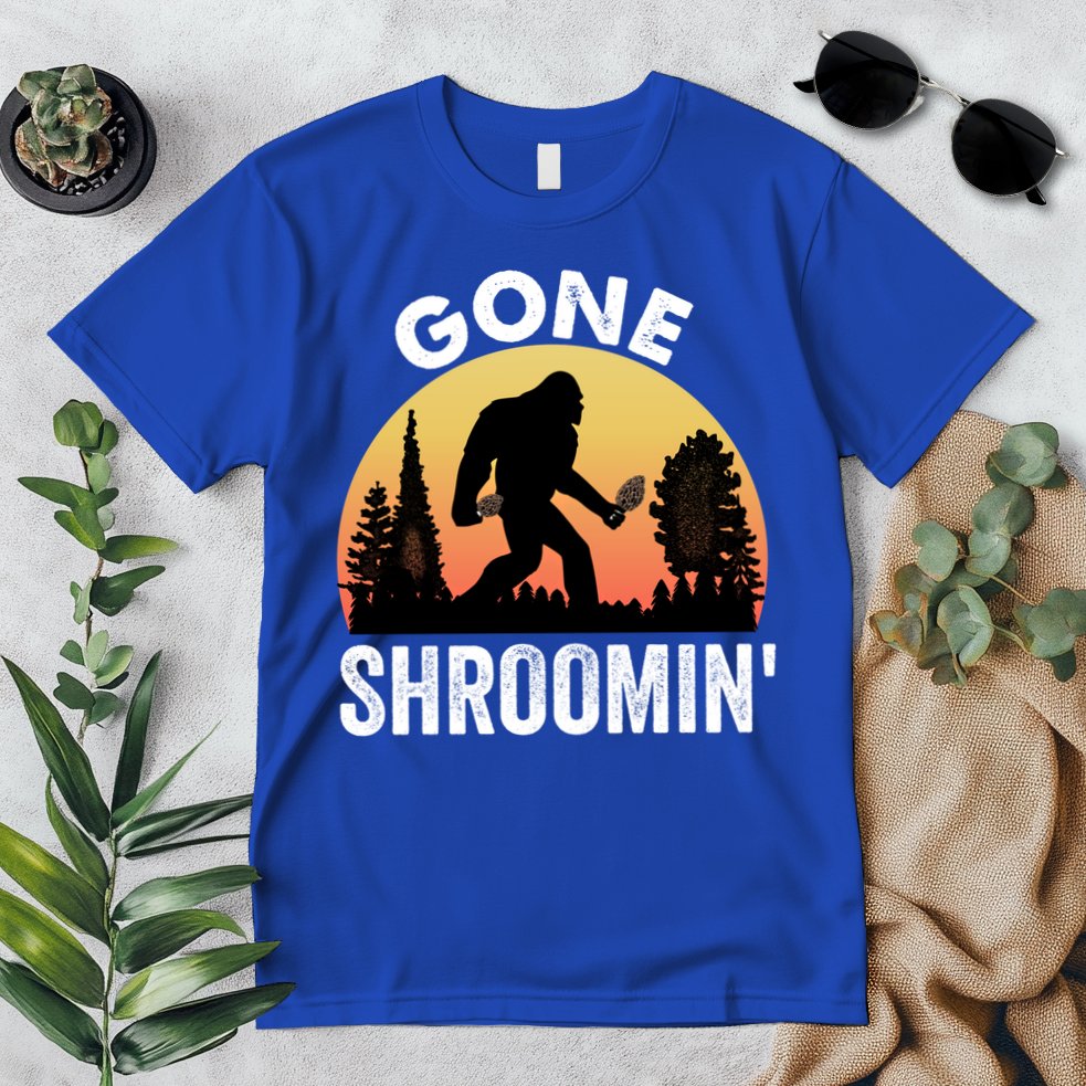 Morel Mushroom Hunter Gone Shroomin Funny Sasquatch Foraging Gift Premium T-Shirt