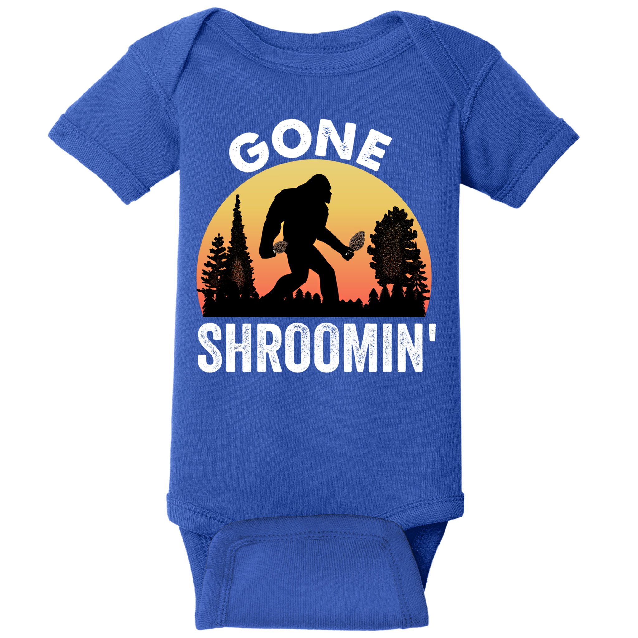 Morel Mushroom Hunter Gone Shroomin Funny Sasquatch Foraging Gift Baby Bodysuit
