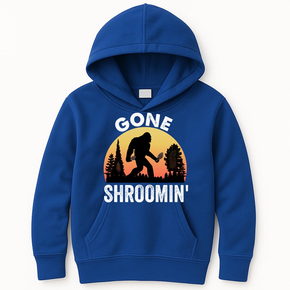 Morel Mushroom Hunter Gone Shroomin Funny Sasquatch Foraging Gift Kids Hoodie