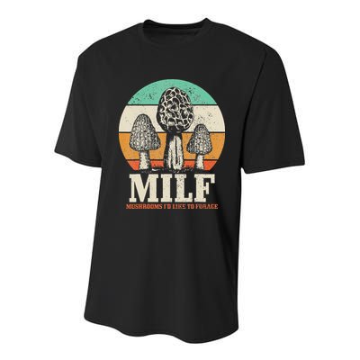 Morel Mushroom Hunting M.I.L.F. Mushrooms I'd Like To Forage Youth Performance Sprint T-Shirt