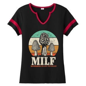 Morel Mushroom Hunting M.I.L.F. Mushrooms I'd Like To Forage Ladies Halftime Notch Neck Tee