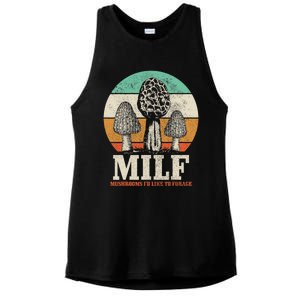 Morel Mushroom Hunting M.I.L.F. Mushrooms I'd Like To Forage Ladies PosiCharge Tri-Blend Wicking Tank