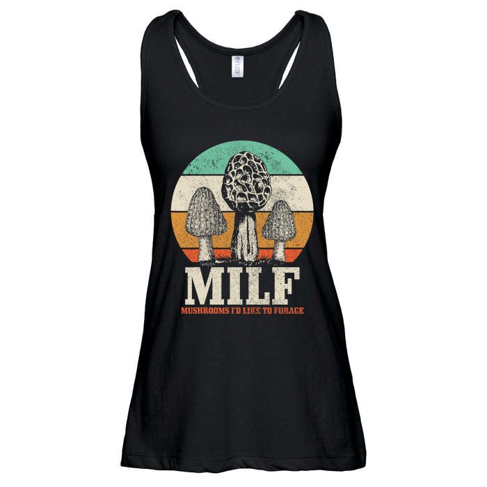 Morel Mushroom Hunting M.I.L.F. Mushrooms I'd Like To Forage Ladies Essential Flowy Tank