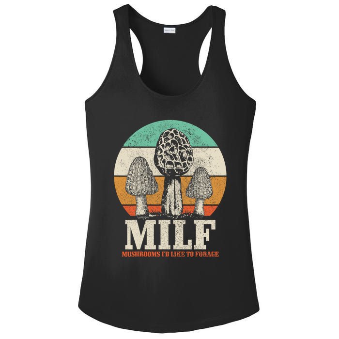 Morel Mushroom Hunting M.I.L.F. Mushrooms I'd Like To Forage Ladies PosiCharge Competitor Racerback Tank