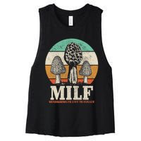 Morel Mushroom Hunting M.I.L.F. Mushrooms I'd Like To Forage Women's Racerback Cropped Tank