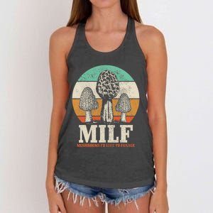 Morel Mushroom Hunting M.I.L.F. Mushrooms I'd Like To Forage Women's Knotted Racerback Tank