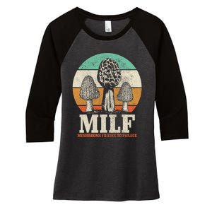 Morel Mushroom Hunting M.I.L.F. Mushrooms I'd Like To Forage Women's Tri-Blend 3/4-Sleeve Raglan Shirt