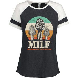 Morel Mushroom Hunting M.I.L.F. Mushrooms I'd Like To Forage Enza Ladies Jersey Colorblock Tee