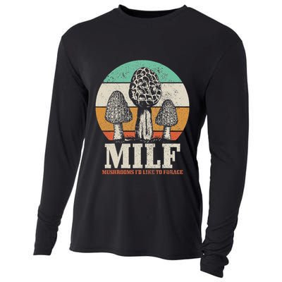 Morel Mushroom Hunting M.I.L.F. Mushrooms ID Like To Forage Cooling Performance Long Sleeve Crew