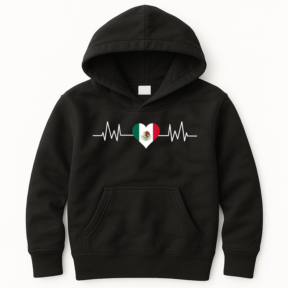 Mexico Mexican Heart Beat Pulse Kids Hoodie