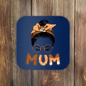 Mum Messy Hair Bun Glasses Mothers Day Coaster