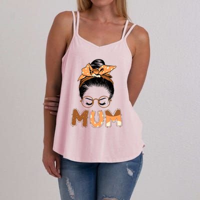 Mum Messy Hair Bun Glasses Mothers Day Women's Strappy Tank