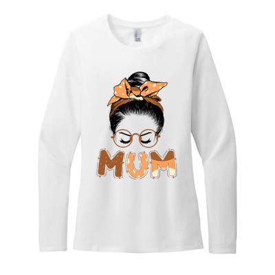 Mum Messy Hair Bun Glasses Mothers Day Womens CVC Long Sleeve Shirt