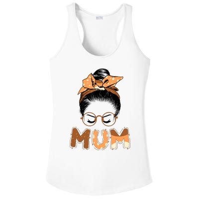 Mum Messy Hair Bun Glasses Mothers Day Ladies PosiCharge Competitor Racerback Tank