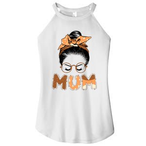 Mum Messy Hair Bun Glasses Mothers Day Women's Perfect Tri Rocker Tank