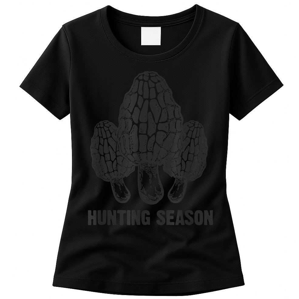 Morel Mushroom Hunting Season Funny Morchella Foraging Gift Womens T-Shirt