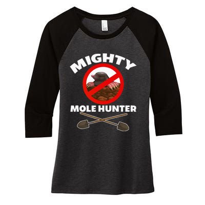 Mighty Mole Hunter Women's Tri-Blend 3/4-Sleeve Raglan Shirt