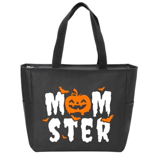 Monster Mom Halloween Pumpkin Zip Tote Bag