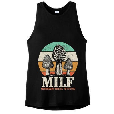 Morel Mushroom Hunting M.I.L.F. Mushrooms ID Like To Forage Ladies PosiCharge Tri-Blend Wicking Tank