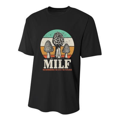 Morel Mushroom Hunting M.I.L.F. Mushrooms ID Like To Forage Youth Performance Sprint T-Shirt