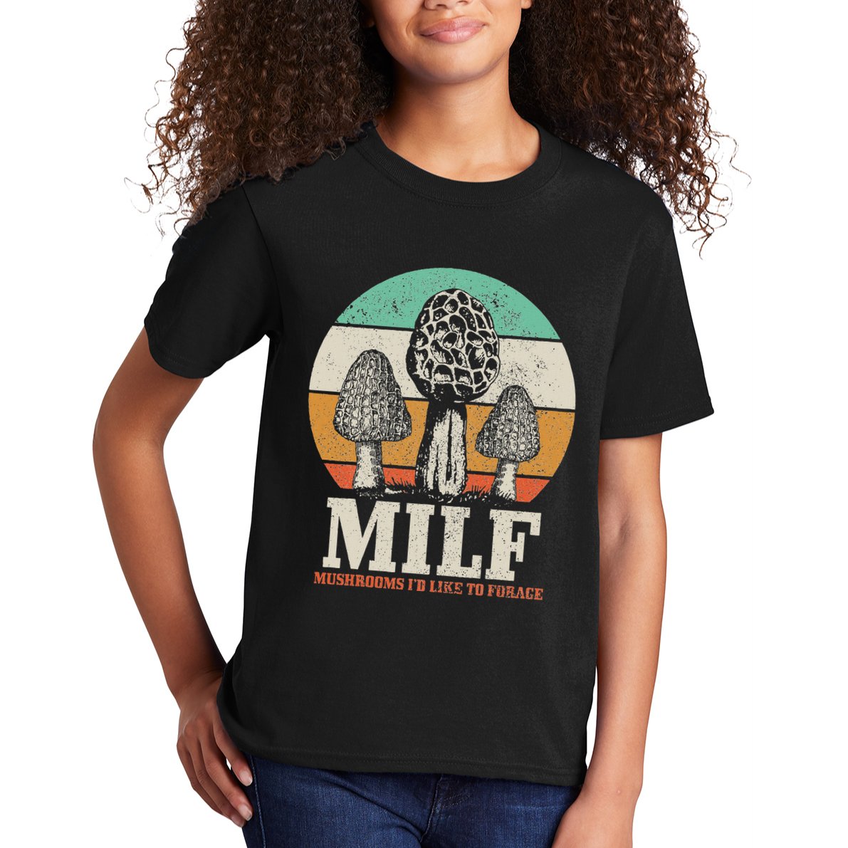 Morel Mushroom Hunting M.I.L.F. Mushrooms ID Like To Forage Kids T-Shirt