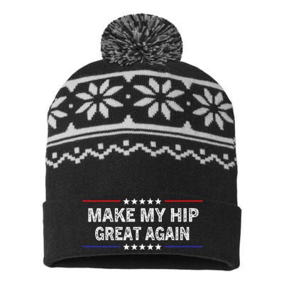 Make My Hip Great Again Funny Surgery Injury Recovery USA-Made Snowflake Beanie