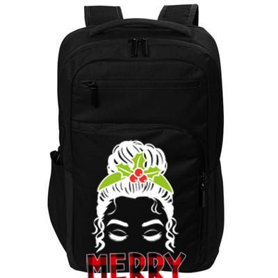 Merry Mama Hair Bun Festive Christmas Impact Tech Backpack