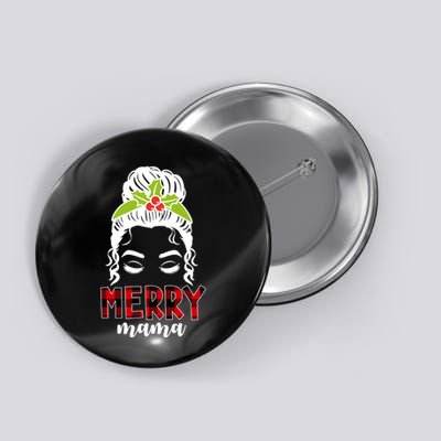 Merry Mama Hair Bun Festive Christmas Button
