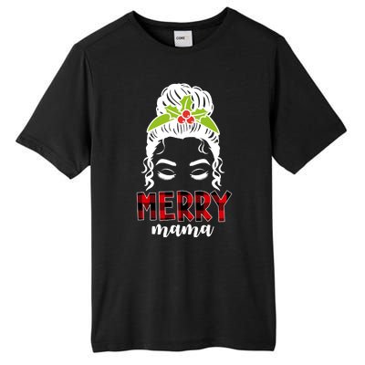 Merry Mama Hair Bun Festive Christmas Tall Fusion ChromaSoft Performance T-Shirt