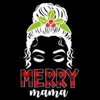 Merry Mama Hair Bun Festive Christmas Drawstring Bag