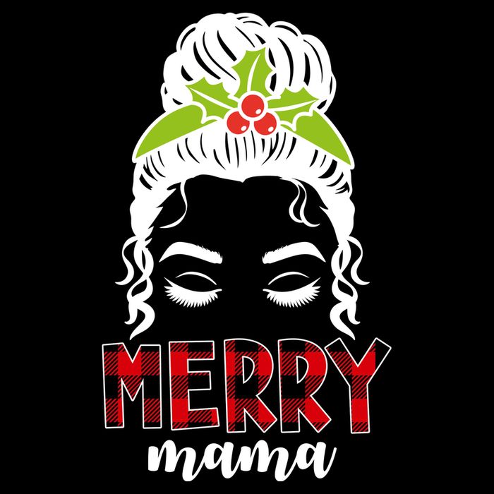 Merry Mama Hair Bun Festive Christmas Drawstring Bag
