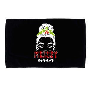 Merry Mama Hair Bun Festive Christmas Microfiber Hand Towel