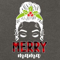 Merry Mama Hair Bun Festive Christmas Cotton Canvas Backpack