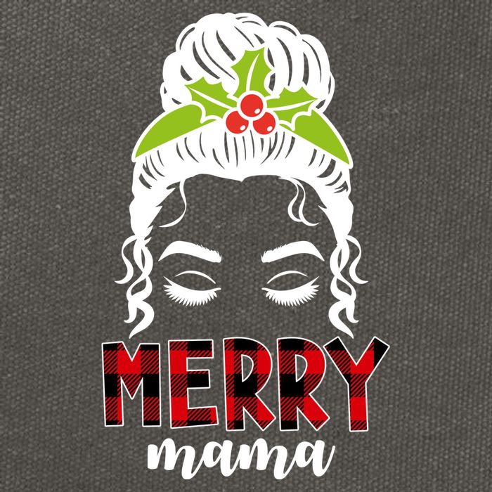 Merry Mama Hair Bun Festive Christmas Cotton Canvas Backpack
