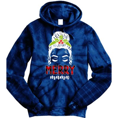 Merry Mama Hair Bun Festive Christmas Tie Dye Hoodie