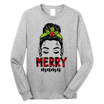 Merry Mama Hair Bun Festive Christmas Long Sleeve Shirt