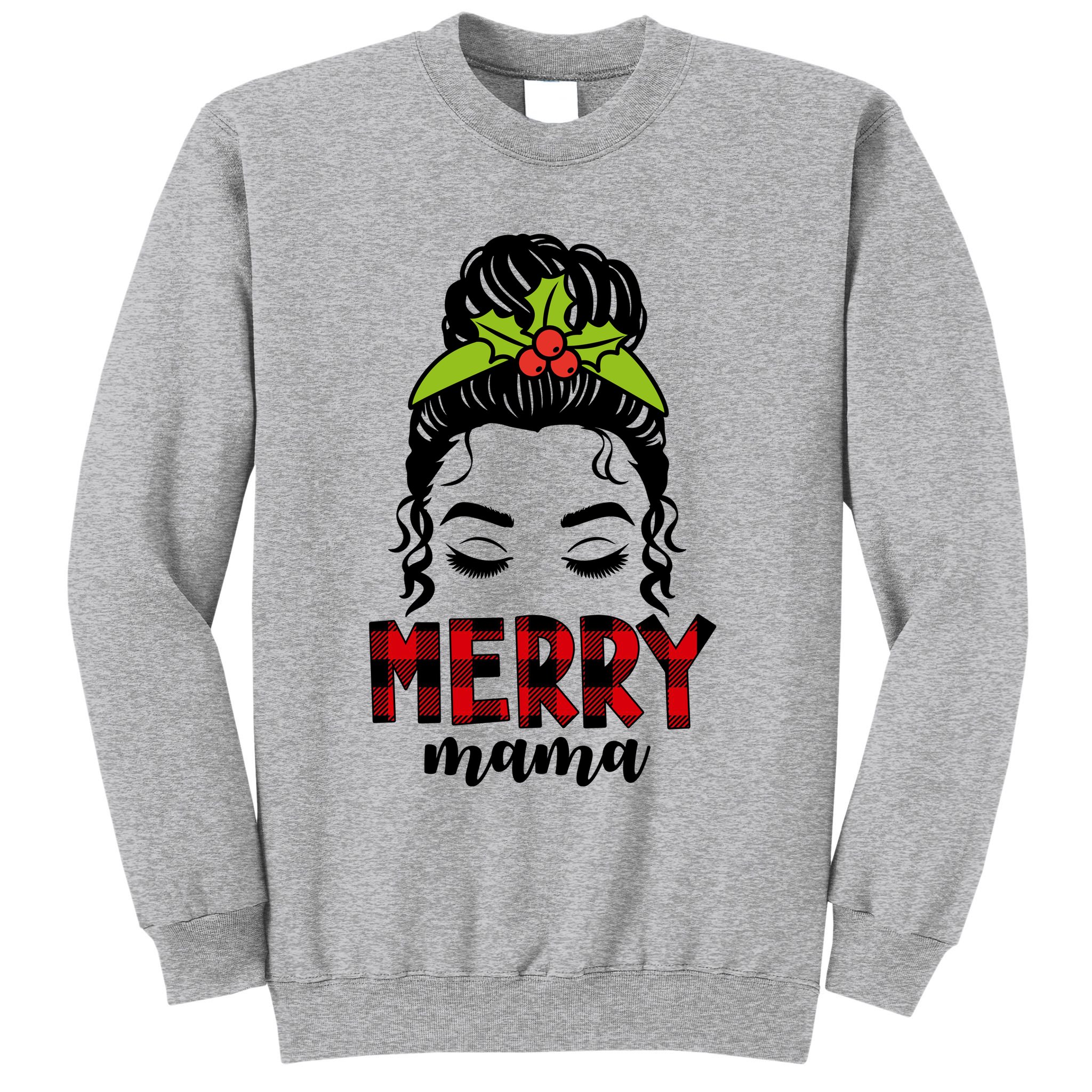 Merry Mama Hair Bun Festive Christmas Sweatshirt