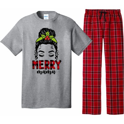 Merry Mama Hair Bun Festive Christmas Pajama Set