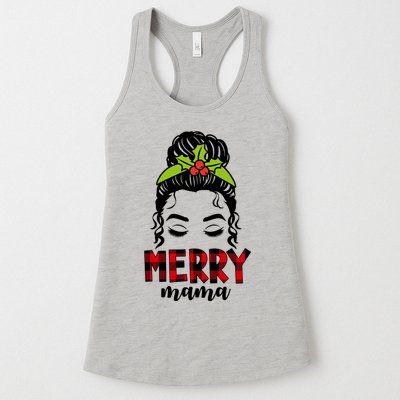 Merry Mama Hair Bun Festive Christmas Womens Tank Top