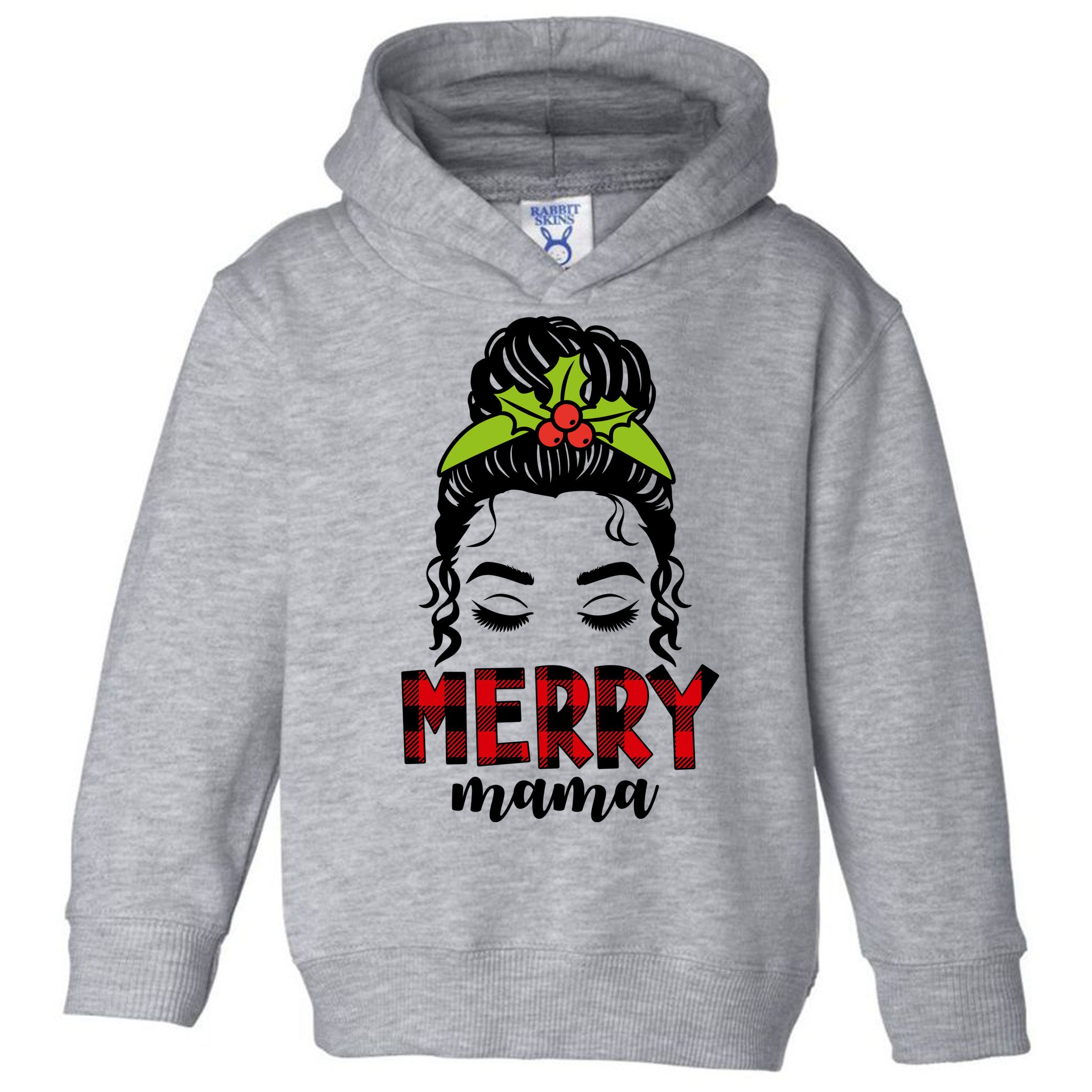 Merry Mama Hair Bun Festive Christmas Toddler Hoodie