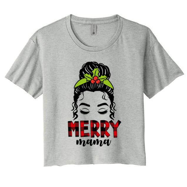 Merry Mama Hair Bun Festive Christmas Crop Top