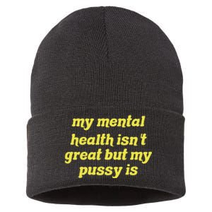 My Mental Health IsnT Great But My Pussy Is Cat Pet Paws Sustainable Knit Beanie