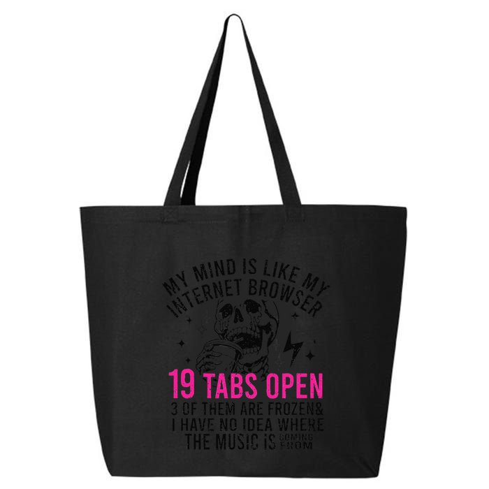 My Mind Is Like My Internet Browser 19 Tabs Open 25L Jumbo Tote